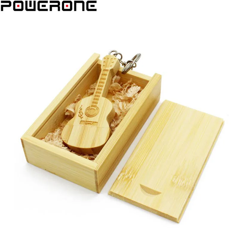 POWERONE логотип индивидуальная гитара+ коробка Флешка 4 ГБ 8 ГБ 16 ГБ 32 ГБ 64 ГБ Гитара s usb флэш-накопитель карта памяти свадебный подарок брелок
