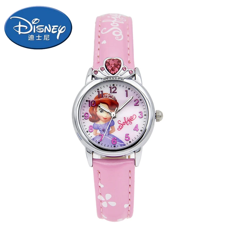 Детские часы Disney модные милые кварцевые наручные принцессы Софии женские с Микки