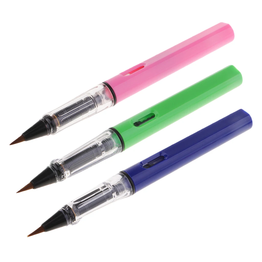 

Fountain Ink Brush Pen Refillable Plastic for Artist Chinese Calligraphy Japanese Sumi Painting Drawing Writing Signature