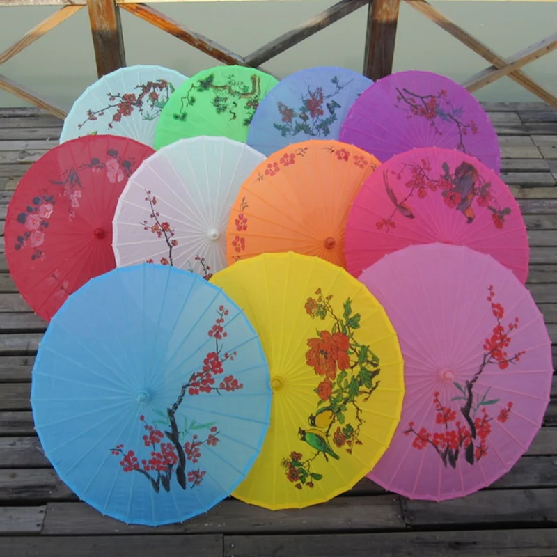 

Free shipping One Piece high quality Japanese bamboo silk parasol for wedding with hand-painted flower designs & assorted colors
