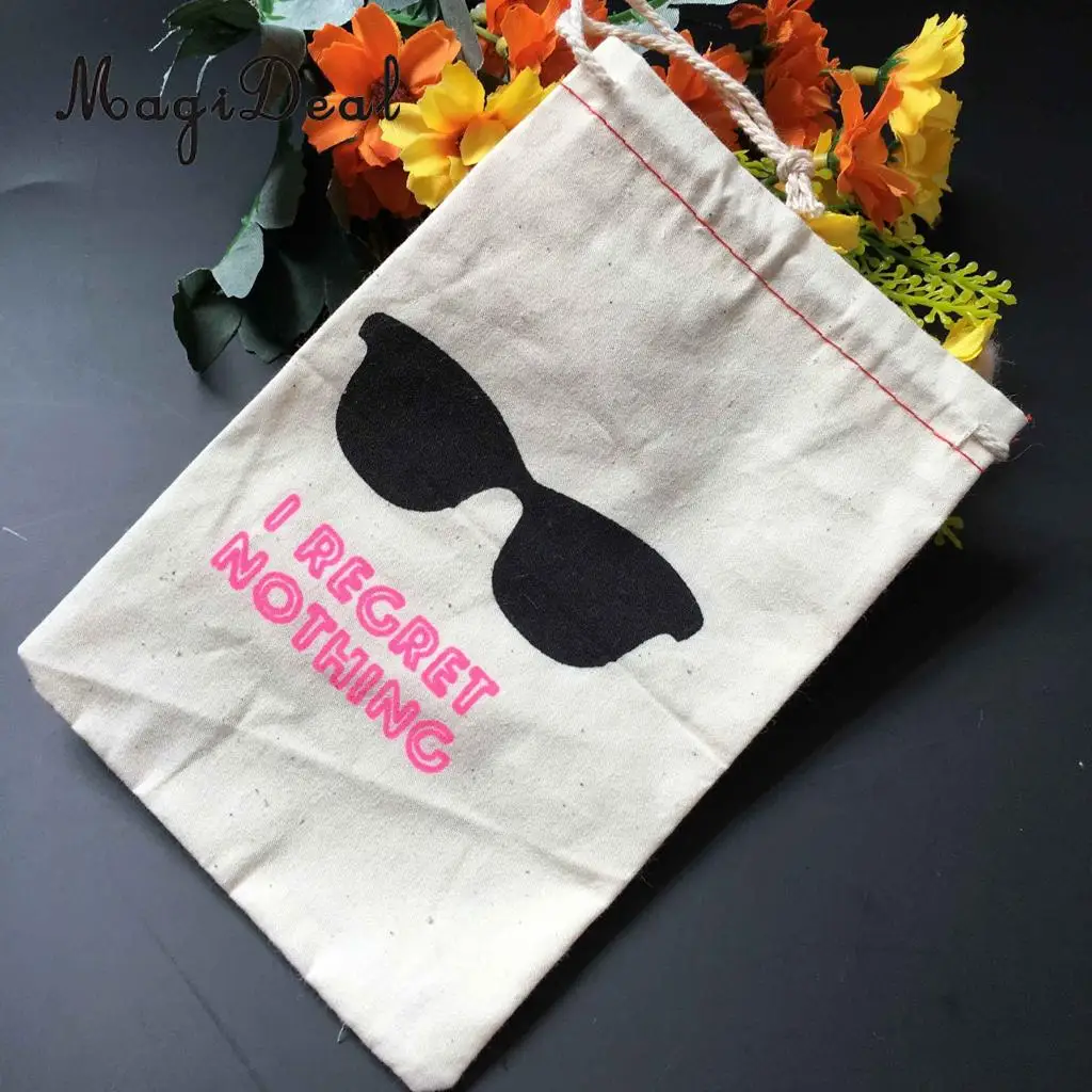 MagiDeal 10x I REGRET NOTHING Cotton Muslin Favor Bags Bachelorette Party Hangover 