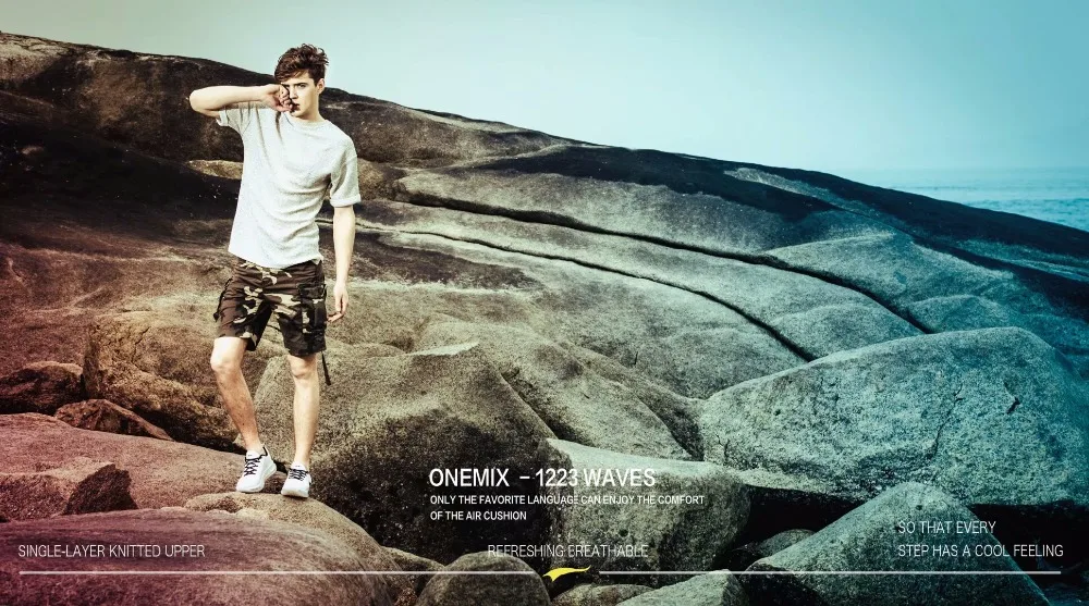 ONEMIX New 2021 Original Brand Men's Running Shoes Outdoor Breathable Mesh Sneaker Athletic Sports Shoes Black White Sneakers