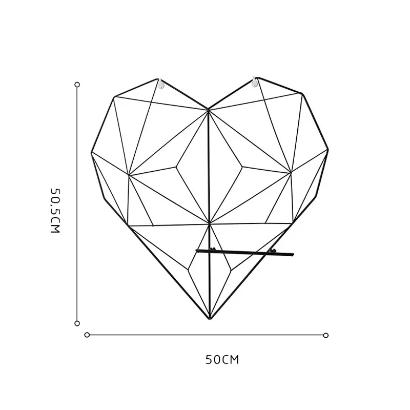 Mrosaa 51x50 см в скандинавском стиле, подвесная полка в виде сердца, украшение, металлическая сетка, Настенная рамка для открыток, стойка для хранения, держатели