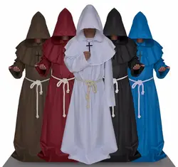 Монах балахон с капюшоном плащ накидка фриар Средневековый Ренессанс священник для мужчин халат одежда Хэллоуин комиксов Con карнавальный