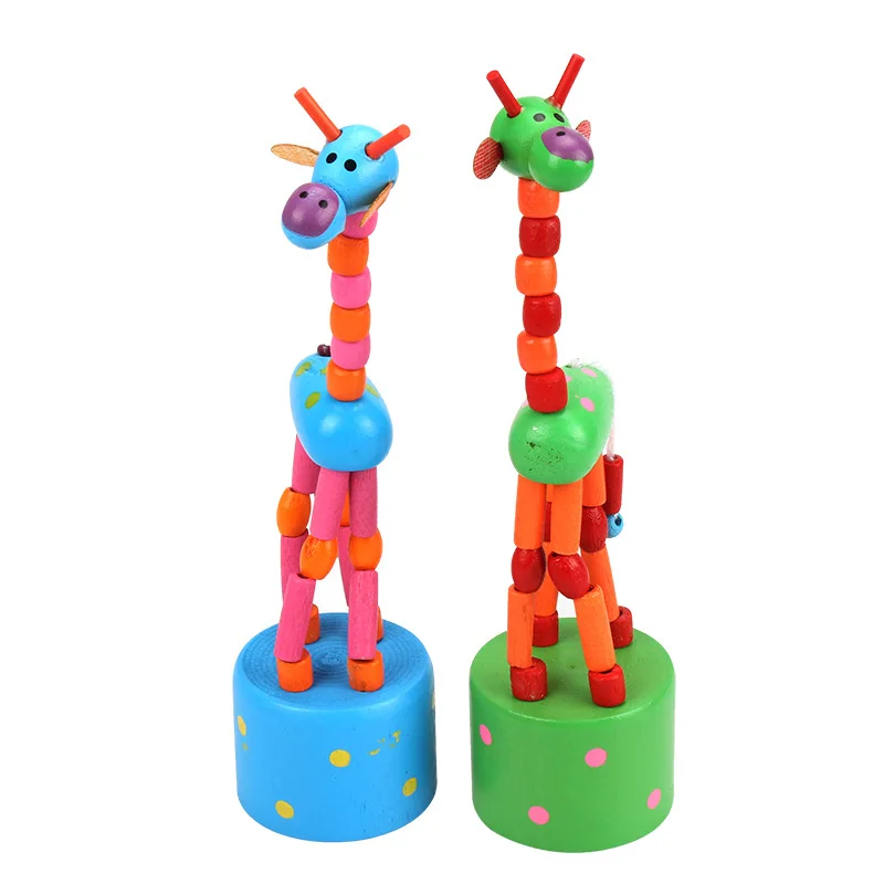 Rocking Giraffe Wooden Toy Wire Control  Animal Toy Kids Cartoon Educational Toy 
