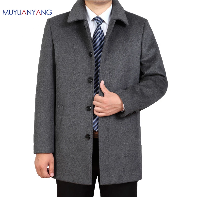 

Mu Yuan Yang Spring Jackets For Men Casual Jackets Overcoat Single Breasted And Long Jacket Sections Wool Blends Men' s Clothing