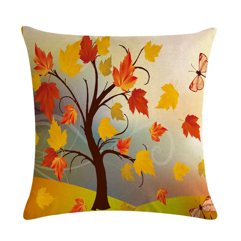 Nordic Autumn Yellow Leaf Sycamore Leaves Decorative Pillows Sofa Cotton Linen Cushion Cover Home Decor Pillow Cover 45x45 Zy592 Cushion Cover Aliexpress