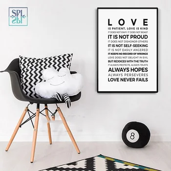 

SPLSPL Bible Verse Quotes Posters and Prints Love Is Patient,Love Is Kind!Cuadros Decoracion Canvas Wall Art Pictur Oil Painting