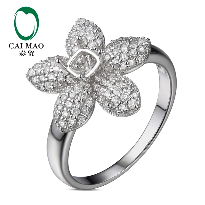 CaiMao Подушка Semi Mount кольцо настройки и 0.74ct АЛМАЗ 18k Белое Золото Обручальное кольцо с драгоценными камнями ювелирные изделия CaiMao Подушка Semi Mount кольцо настройки и 0.74ct АЛМАЗ 18k Белое Золото Обручальное кольцо с драгоценными камнями ювелирные изделия