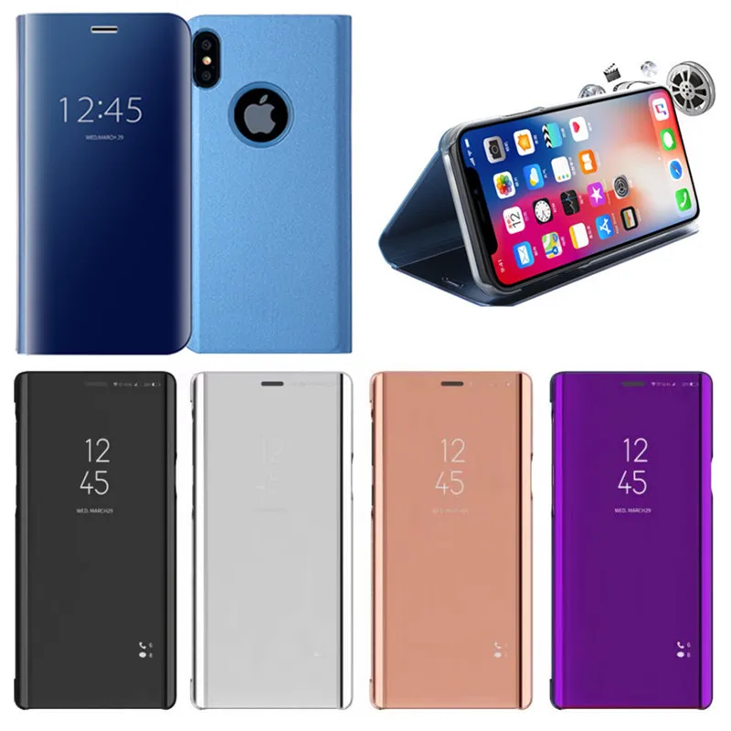 

For apple iphone X XS Max Case Mirror View Flip Telefoon Cover stand full bumper funda for iphone XR 6 6s iphone 7 8 plus case