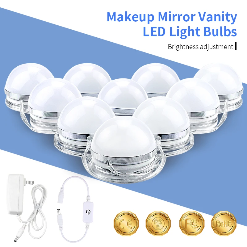 Makeup Mirror Vanity Light LED Bulbs Kit Lighting For Dressing Table