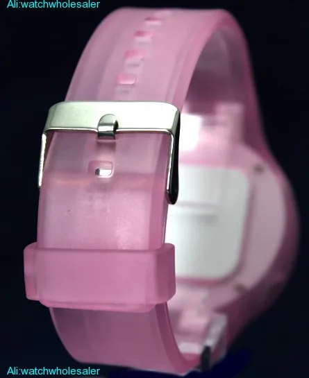 DW363A Round White Watchcase Alarm Silicone Pink Band Ladies Women Digital Watch
