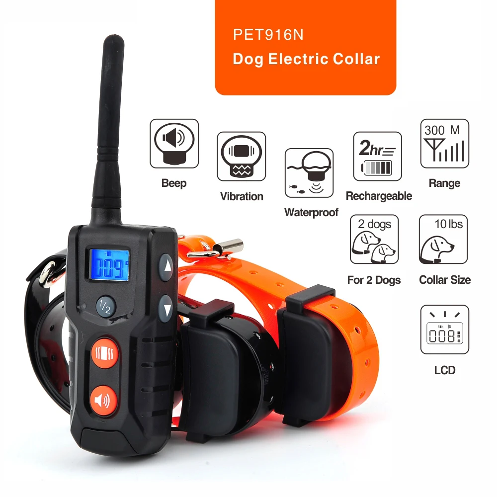 LCD remote dog trainer collar 300m remote bark control dog training