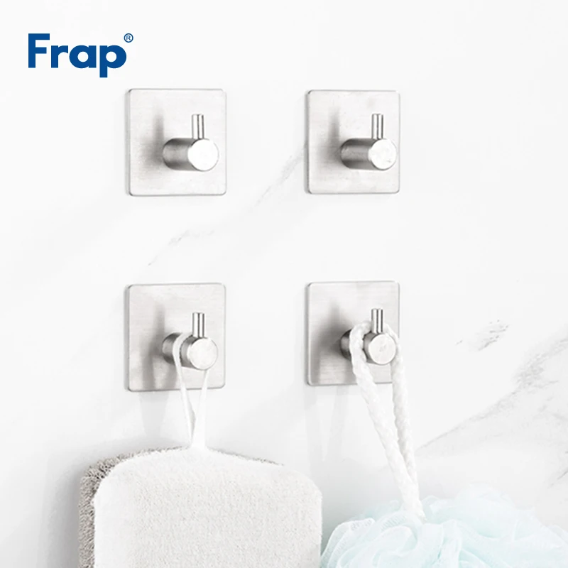 

Frap Modern 304 Stainless Steel Viscose Robe Hooks Clothes Hanger Kitchen Bathroom Silver Rustproof Towel Hooks 4pcs/Set Y19002