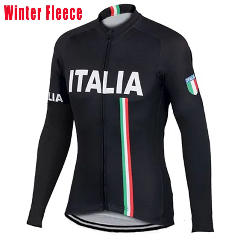 

New white Italy ITALIA cycling jersey men long sleeve Winter Fleece & no Fleece cycling clothing MTB Breathable Bike Jersey
