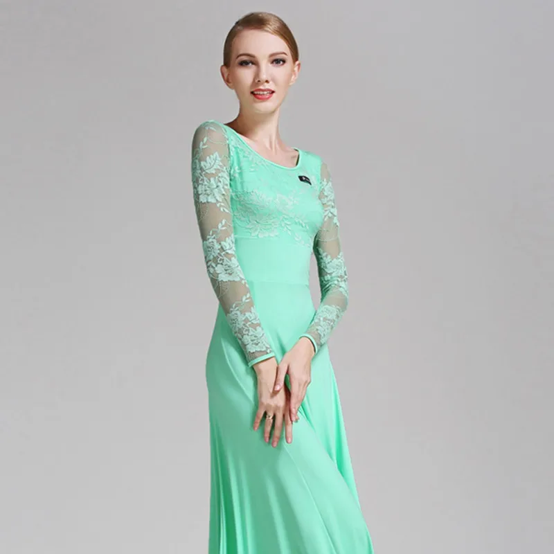 Lace Splicing Big A Hemline Ballroom Dance Dress Women Standard Social Dress Tango Waltz Costumes Spanish Dance Wear
