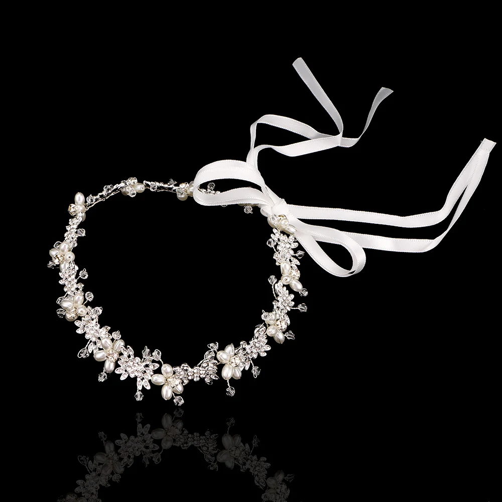 

Luxury Clear Crystal Bridal Hair Vine Pearls Wedding Hair Jewelry Accessories Headpiece Women Crowns Pageant