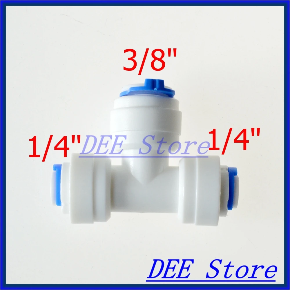 

3 PCS 3/8" middel OD Tube Equal 1/4" OD Tube Equal Type T Quick Connection Fittings Aquarium RO Water System
