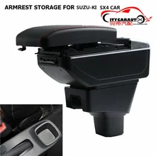 CITYCARAUTO BIGGEST+LUXURY+USB FOR SX4 Car armrest box central Storage content box with cup holder LED USB FIT FOR SUZUKI SX4