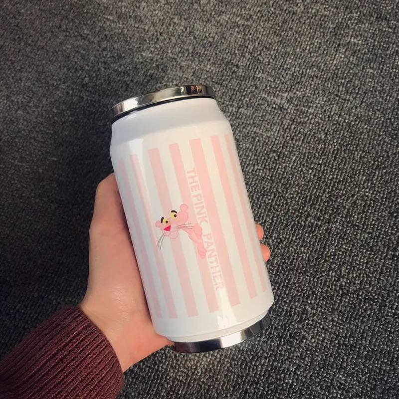 300ml Cute Funny With Straw Coffee Mug Vacuum Cup Thermos Stainless Steel Tumbler Thermocup Travel Drink Bottle Beverage Can