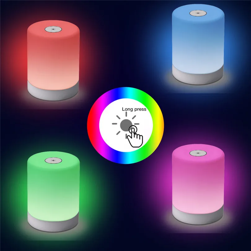 LED Table Lamp Bedside Nightstand Mood Night Light 120 RGB Colors Color Changing Modes for Bedroom Living Room #4JY3 | Лампы и