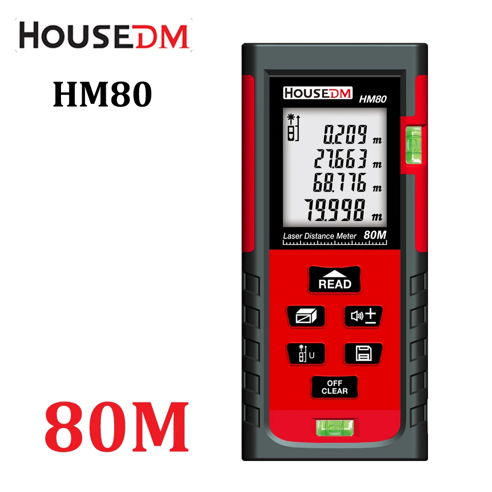 

HOUSEDM Bubble Level Laser Rangefinder Laser distance meter 80M Finder Tape Measure diastimeter Area/Volume tester tools