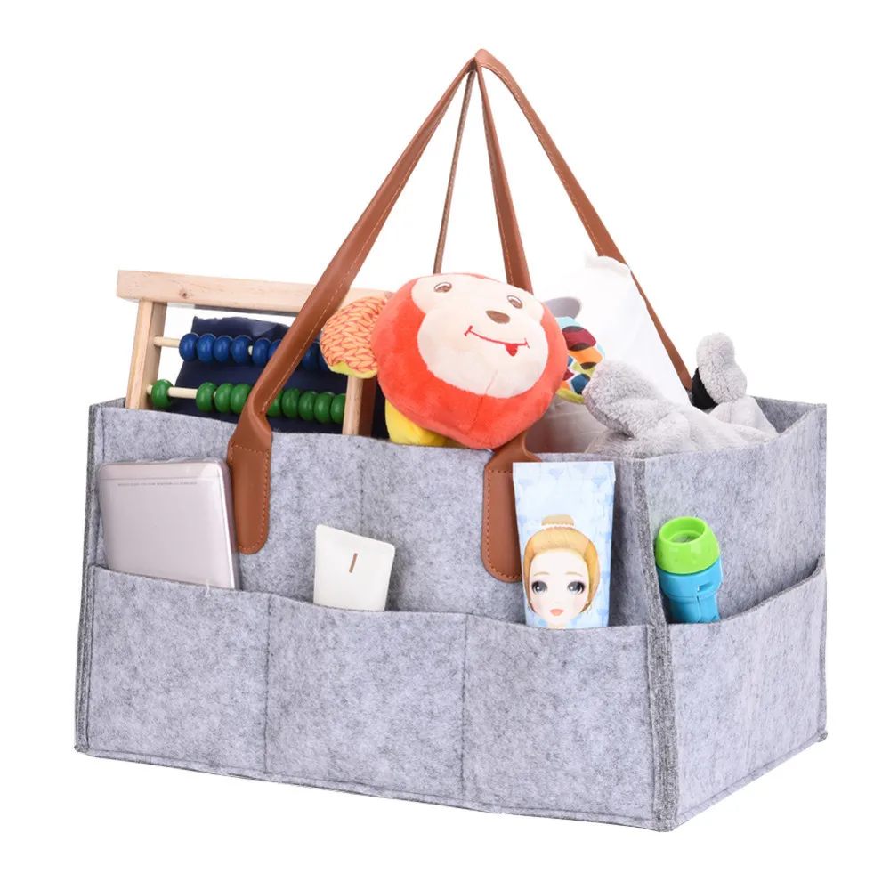 

Hot Foldable Felt Storage Bag Diaper nappy Caddy Organizing Children Toys Tote Organizer foldable baby diaper caddy organiser