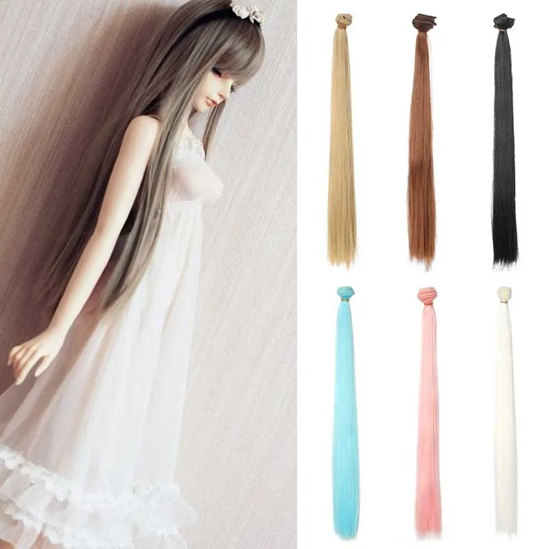 8PCS/LOT Wholesale 50CM Synthetic Doll Hair Straight Accessories For Dolls Hair BJDin Dolls