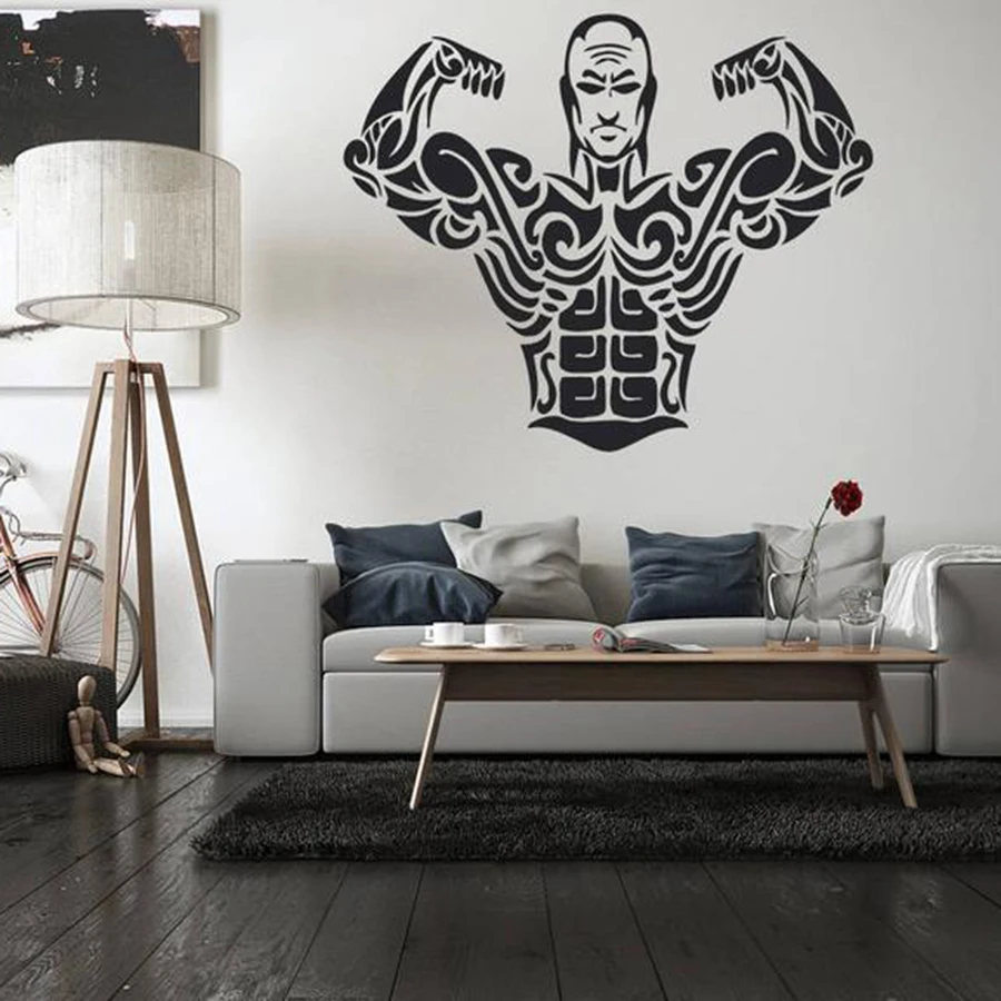 Power Man Wall Decal Living Room Bedroom Home Decor Vinyl Sticker Workout Gym Fitness Sport Bodybuilding Art S184 | Дом и сад