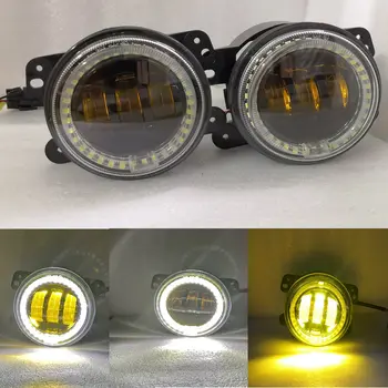 

30W 4 Inch Round LED Fog Light with White Angel Eyes Amber Light Color for Jeep Wrangler JK TJ LJ Grand Cherokee