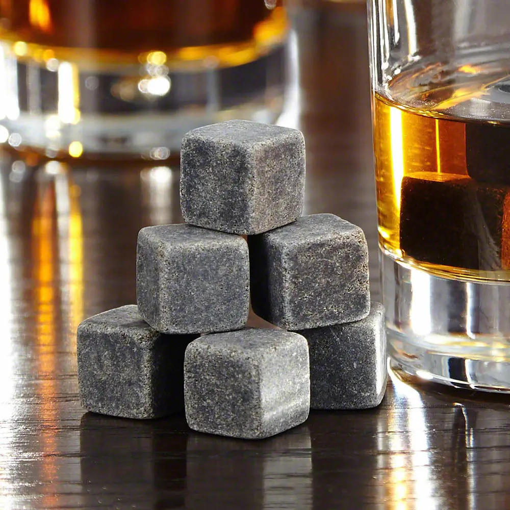 9Pcs Whisky Ice Stones Wine Drinks Cooler Cubes Whiskey Rocks Granite Pouch Hot 