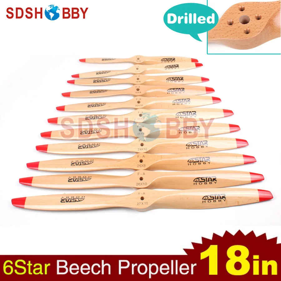 

1pc 1pc 6STARHOBBY Standard Wooden Propeller 18x6 18x8 18x10 for RC Gasoline Drilled Propellers for DLE Series Engines