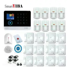 SmartYIBA IOS/Android App Controle Remoto GSM Sistema De Alarme de Rede WI-FI Sem Fio Kits de Alarme Com Alarme De Fumaça + Vidro ruptura Do Sensor