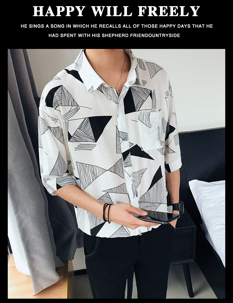 Рубашка 2019 Летняя мода Горячая Тонкий новый шаблон легко носить цветок цвет Fivepence рукав camisas китайский стиль бесплатная доставка