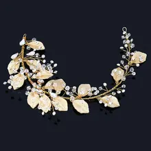 Кристалл золотой лист головной убор Свадебная Тиара повязка на голову для невесты девушки аксессуары для волос