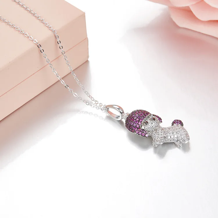 

Toy Poodle Puppy Necklace For Women 2018 Fashion Brand Pet Dog Design 925 Sterling silver Charm Necklace kettingen voor vrouwen