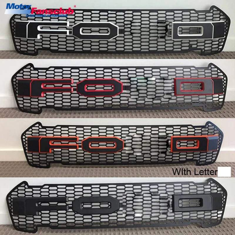 

Car Racing Grille For Ford Ranger T7 Grill Wildtrak 2015 2016 2017 Pickup Radiator Raptor With ABS Badge LED Mesh Cover Bumper