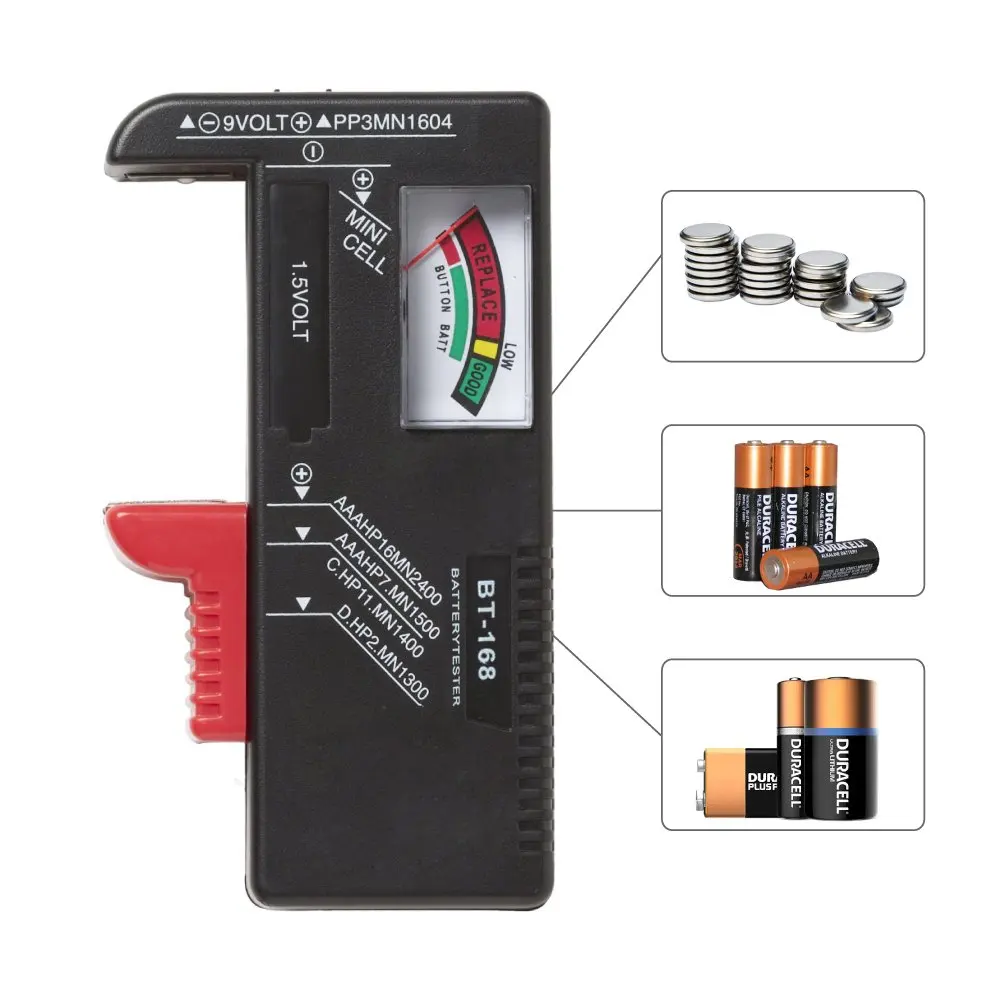 

Universal BT168 Digital Battery Tester Volt Checker for AA AAA 9V Button Multiple Size Battery Tester Voltage Meter Tools BT-168