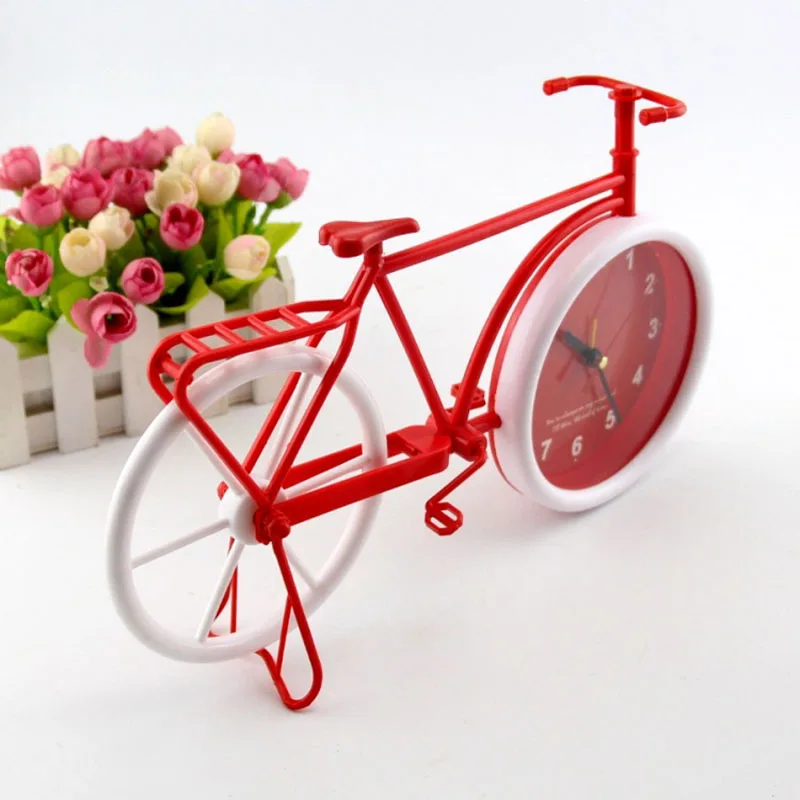 Pastoral Style Trumpet Bike Shape Bicycle Clocks Home Art Decoration 4