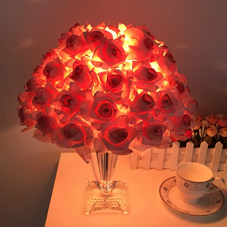 Romantic rose crystal table lamps warm living room study bedroom