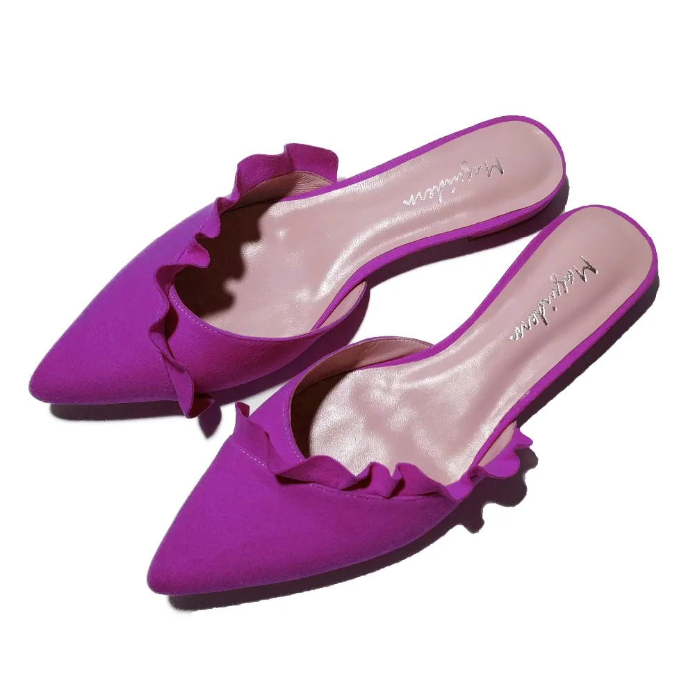 Maguidern Ruffle Trimmed Slides Backless Slippers_16