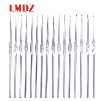 LMDZ 16Pcs Metal Handle Crochet Hook Knitting Needle Set Mix Sizes 0.5-2.7mm Lace Crochet Needles Set DIY Knitting Crochet Hook hook front crochet lace bralette