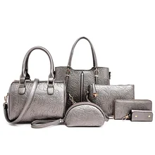 2016 Nueva Relieve cuero de LA PU bolso de la mujer conjunto de Cualidades señora bolsa de asas de la señora remaches bolsa de mensajero del hombro de Lujo bolsa de cartera