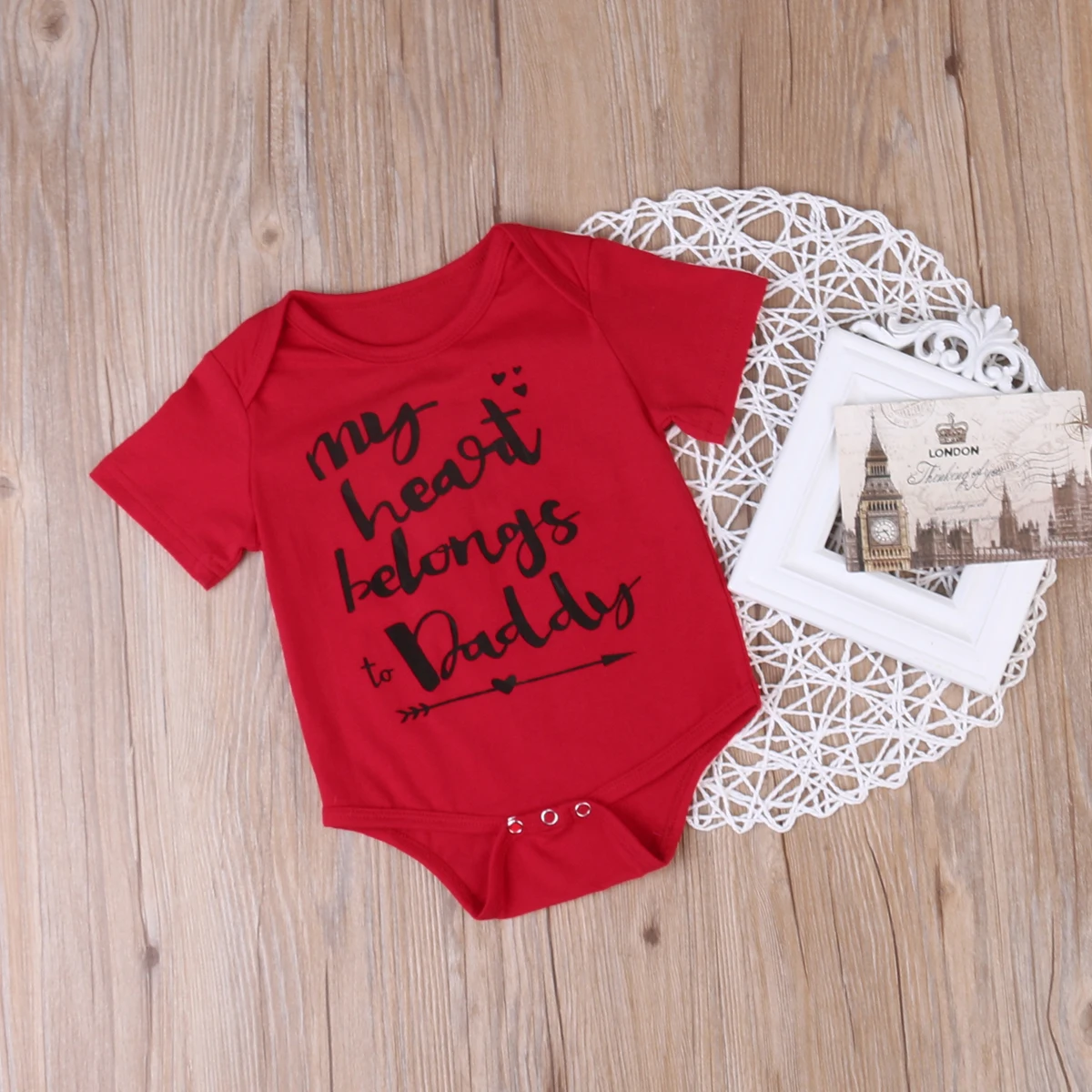 

Newborn Baby Girls Kids Romper My Heart Belongs to Daddy Clothes Outfits 0-24M