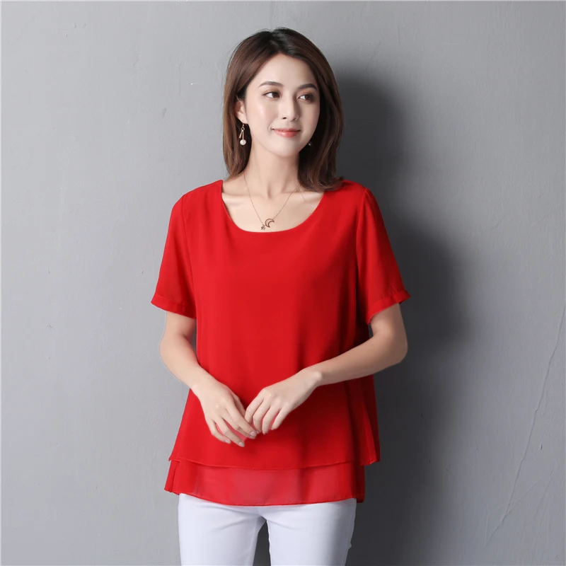 100% Original YUANYU New arrival Women Chiffon Shirt Summer Casual Short sleeve Blouse Loose O-Neck Female Tops Plus Size 5XL 100% Original YUANYU New arrival Women Chiffon Shirt Summer Casual Short sleeve Blouse Loose O-Neck Female Tops Plus Size 5XL