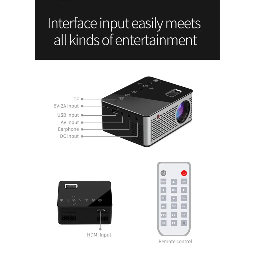 Smart Mini Projector 2000 Lumens 1080P Full HD LED Projector Home Theater Cinema HDMI VGA USB home theater 5.1 Video Projector