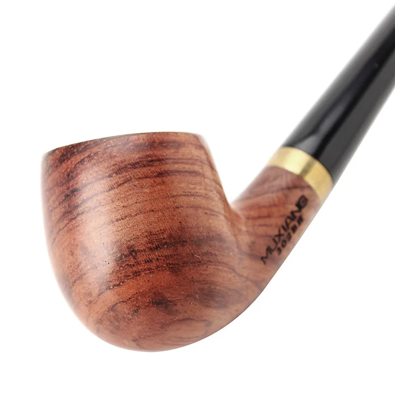 MUXIANG Churchwarden Long Stem kevazingo wood Smoking Pipe 3mm Filter Wooden Tobacco Pipe Acrylic Mouthpiece ad0008