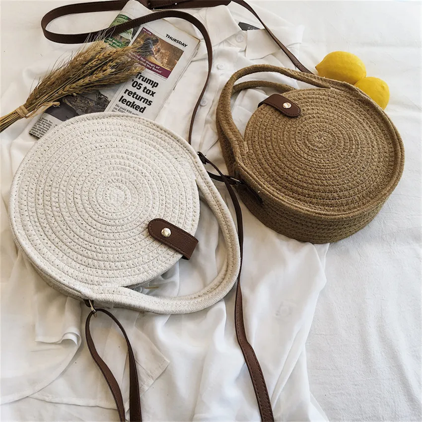 TOYOOSKY Round Mulit Style Straw Bag Handbags Women Summer Rattan Crossbody Bag Handmade Woven Beach Circle Bohemia Shoulder Bag