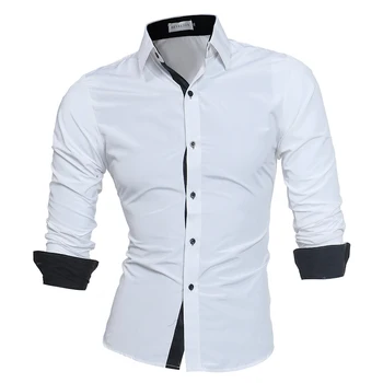 

2019 Spring Autumn Fashion New Men's Casual Long Sleeve Shirt / Men's Personality Access Control Solid Color Slim Lapel Shirts