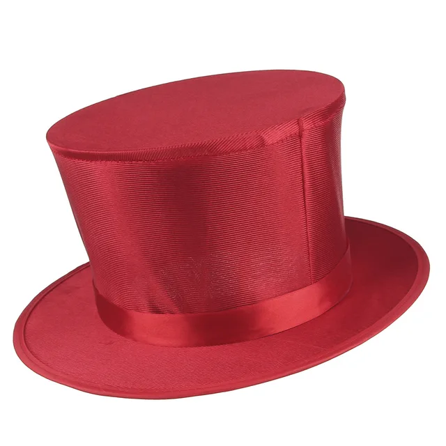 BUTTERMERE Red Top Hat Men Felt Fedora Magician Top Hat Magic Spring